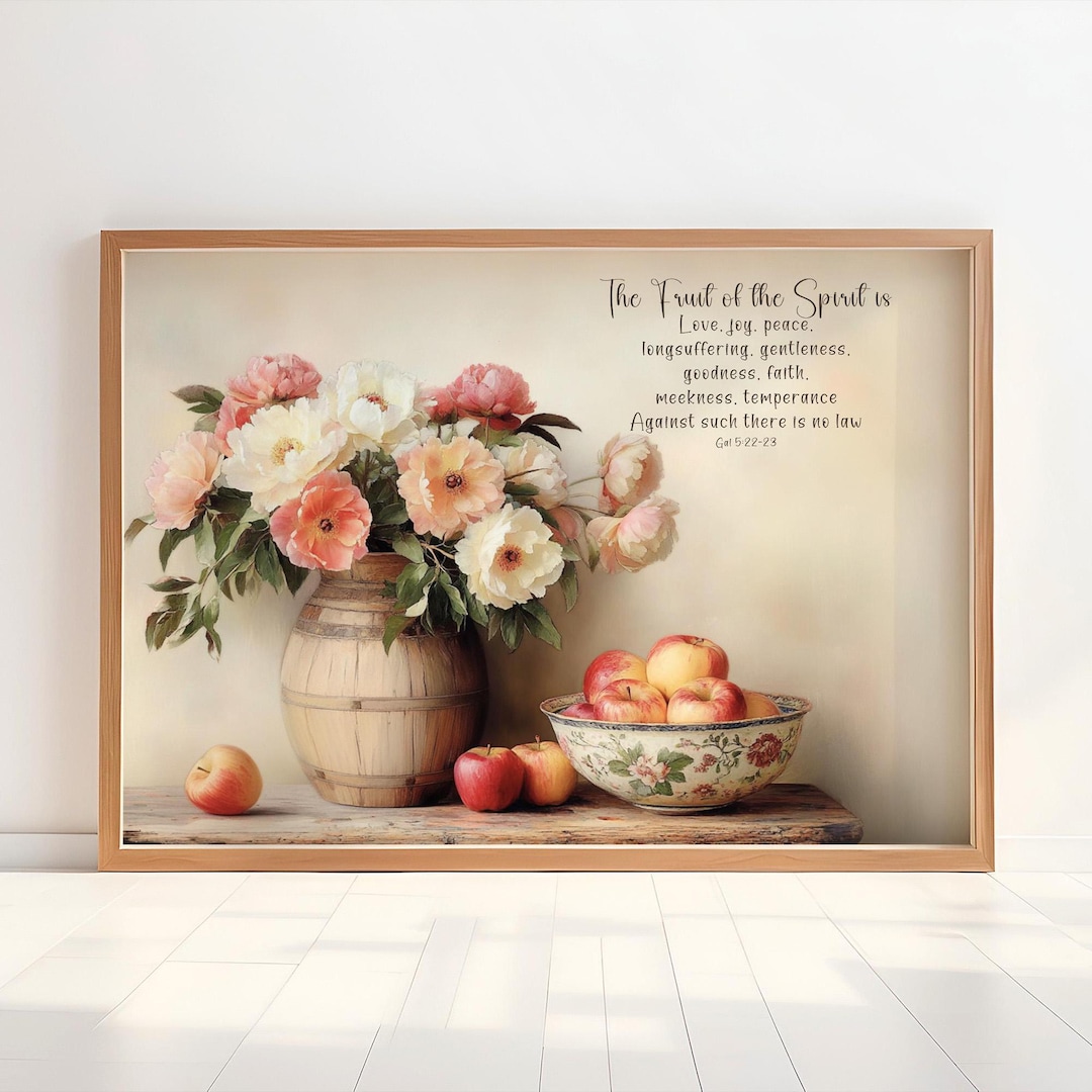 Fruit of the Spirit Art Print: Vintage Floral Christian Scripture - Etsy