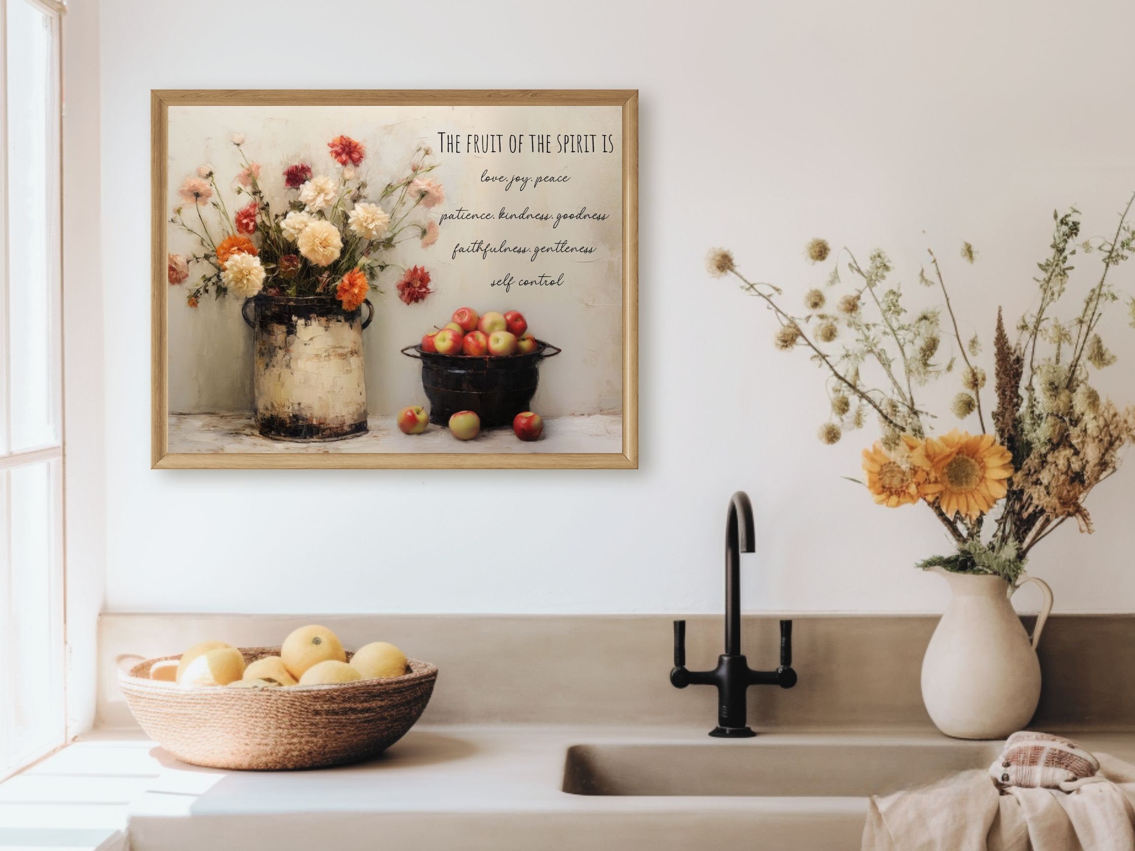 Fruit of the Spirit Art Print: Vintage Floral Christian Scripture - Etsy