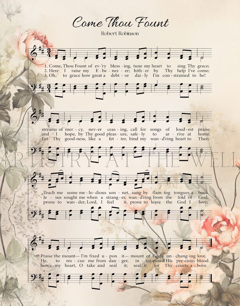 Come Thou Fount of Every Blessing Sheet Music, Hymn Download, Hymn ...