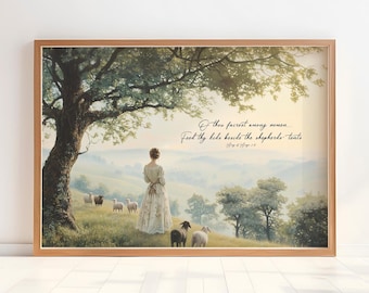 Shepherdess Art Print: Vintage Sheep, Song of Solomon