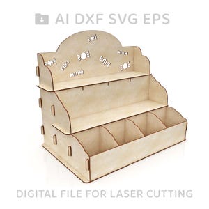203-Display stand laser cut files.  Laser cut stand - Glowforge SVG file - DXF file for laser - Laser cut pattern - Vector laser - L203