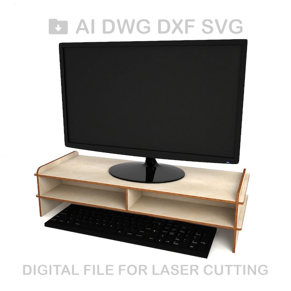 Wooden monitor stand vector for CNC svg vector file, vector cut file, digital vector art, cnc, cnc file, cnc pattern, cnc cut - L345