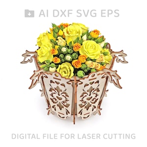 109-Flower box vector for CNC svg vector file, vector cut file, digital vector art, cnc, cnc file, cnc pattern, cnc cut - L109