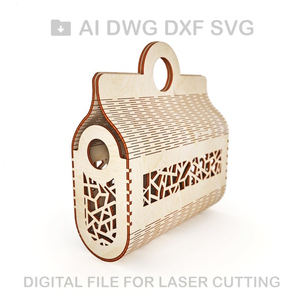 Wooden handbag mother day laser cut file, laser model, vector cut file, digital vector art, cnc file, instant download svg ai - L120