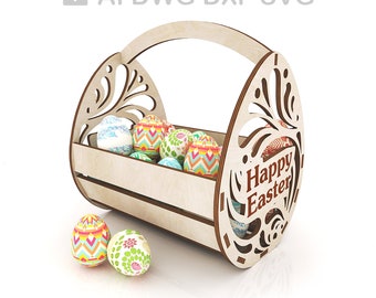 Easter Bunny Basket laser cut file, Easter Bunny Box laser model, vector cut file, digital vector art, cnc file, instant download  -  L557