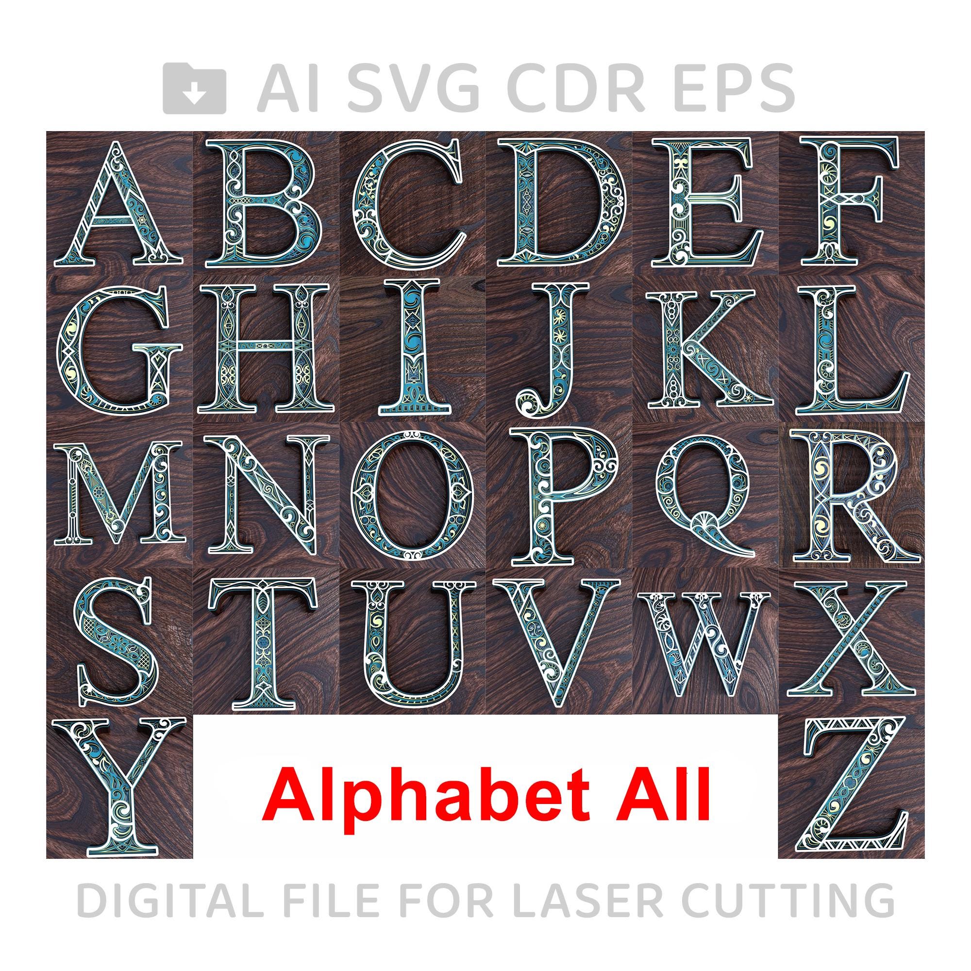 349-wooden Multilayer Alphabet ABC- ALL, Hornbook, Home Decor