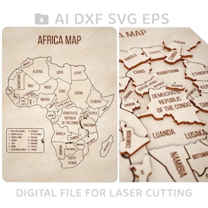 009-Africa puzzle vector for CNC svg vector file, vector cut file, digital vector art, cnc, cnc file, cnc pattern, cnc cut, S2 - L009