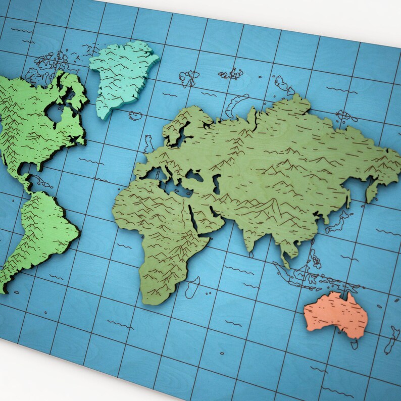 Continent Patterns 052-continents Puzzle Vector for CNC Svg Vector File, Vector Cut File ...
