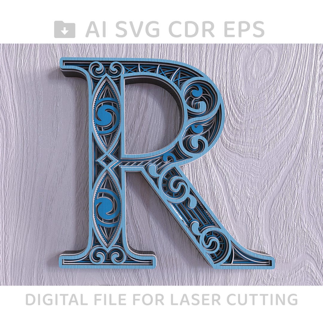 Letter Block R Svg 578-wooden Multilayer Alphabet Letter R, Hornbook, Home Decor, Wall ...