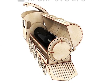 243-Wine box train vector for CNC svg vector file, vector cut file, cnc, cnc file, cnc pattern,Wine box, Vine box, Wine gift box -  L243