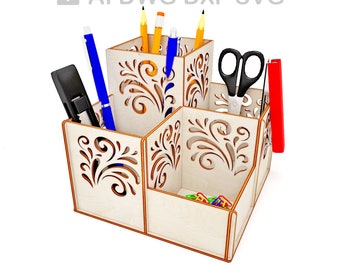 Pencil holder vector for CNC svg vector file, vector cut file, digital vector art, cnc, cnc file, cnc pattern, cnc cut, laser cut - L162