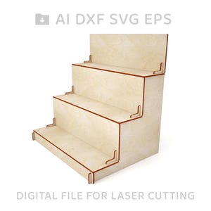 204-Display stand laser cut files.  Laser cut stand - Glowforge SVG file - DXF file for laser - Laser cut pattern - L204