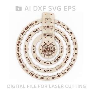 034-Perpetual calendar  vector for CNC svg vector file, vector cut file, cnc pattern, cnc cut, laser cut, eternal calendar - L034