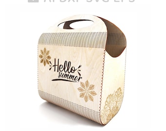 121-Wooden handbag mother day laser cut file, laser model, vector cut file, digital vector art, cnc file, instant download svg ai - L121