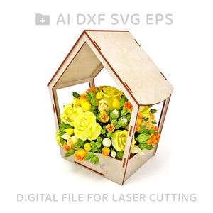 099-Flower box vector for CNC svg vector file, vector cut file, digital vector art, cnc, cnc file, cnc pattern, cnc cut - L099