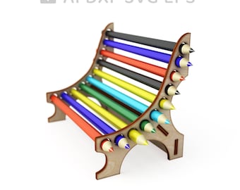 155-Pencil holder bench vector for CNC svg vector file, vector cut file, digital vector art, cnc, cnc file, cnc pattern, laser cut - L155
