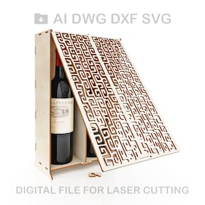 Wine box vector for CNC svg vector file, vector cut file, cnc, cnc file, cnc pattern,Wine box, Vine box, Wine gift box, wine holder -  L261