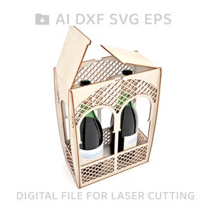 258-CNC 用ワイン ボックス ベクトル svg ベクトル ファイル、ベクトル カット ファイル、CNC ファイル、CNC パターン、ワイン ボックス、つるボックス、ワイン ギフト ボックス、ワイン ホルダー - L258