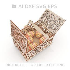093-Easter Basket laser cut file, Easter Box laser model, vector cut file, digital vector art, cnc file, cnc pattern, download  -  L093