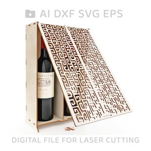 261-CNC 用ワイン ボックス ベクトル、SVG ベクトル ファイル、ベクトル カット ファイル、CNC ファイル、CNC パターン、ワイン ボックス、つるボックス、ワイン ギフト ボックス、ワイン ホルダー - L261