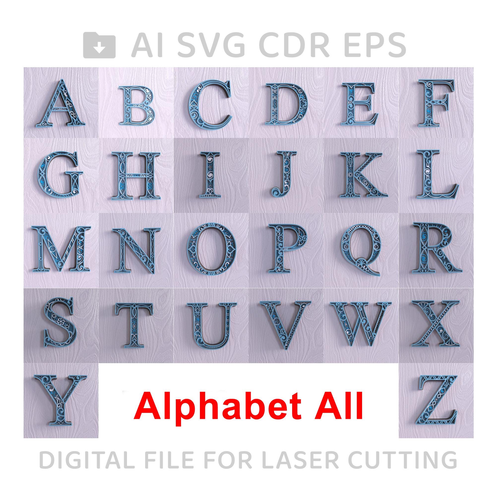 349-wooden Multilayer Alphabet ABC- ALL, Hornbook, Home Decor