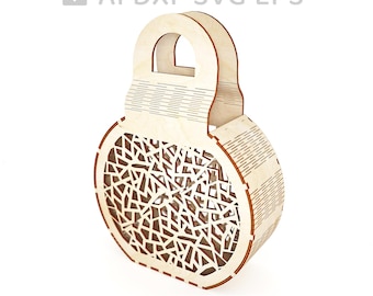 128-Wooden handbag mother day laser cut file, laser model, vector cut file, digital vector art, cnc file, instant download svg ai - L128