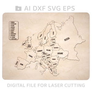 096-Europa vetor de quebra-cabeça para arquivo vetorial CNC svg, arquivo de corte vetorial, arte vetorial digital, cnc, arquivo cnc, padrão cnc, corte cnc, S2-L096