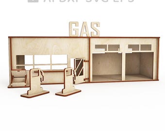 227-Toy tankstation vector voor CNC svg vectorbestand, vector gesneden bestand, digitale vectorkunst, cnc, cnc-bestand, cnc patroon, cnc lasergesneden - L227