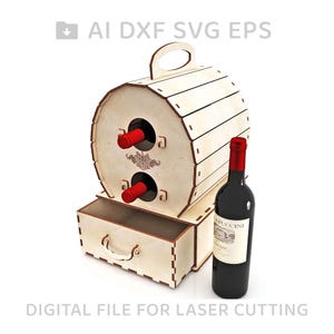274-Wein Box Vektor für CNC svg vektor datei, vektorschnittdatei, cnc Datei, cnc Muster,Weinbox, Rebenbox, Weingeschenkbox, Weinhalter - L274