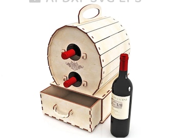 274-Wine box vector for CNC svg vector file, vector cut file, cnc file, cnc pattern,Wine box, Vine box, Wine gift box, wine holder -  L274