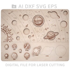 202-Solsystemvektor för CNC svg-vektorfil, vektorklippfil, digital vektorkonst, cnc, cnc-fil, cnc-mönster, cnc-klipp, S2 - L202