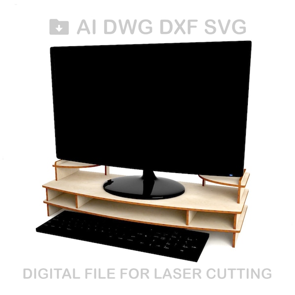 Wooden monitor stand vector for CNC svg vector file, vector cut file, digital vector art, cnc, cnc file, cnc pattern, cnc cut - L344