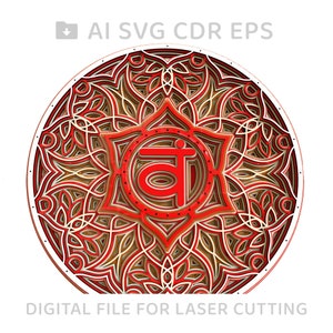 576-Svadhishthana wooden Multilayer Chakras vector for CNC svg vector file, vector cut file, digital vector art, svg, cnc, cnc file - L576-2