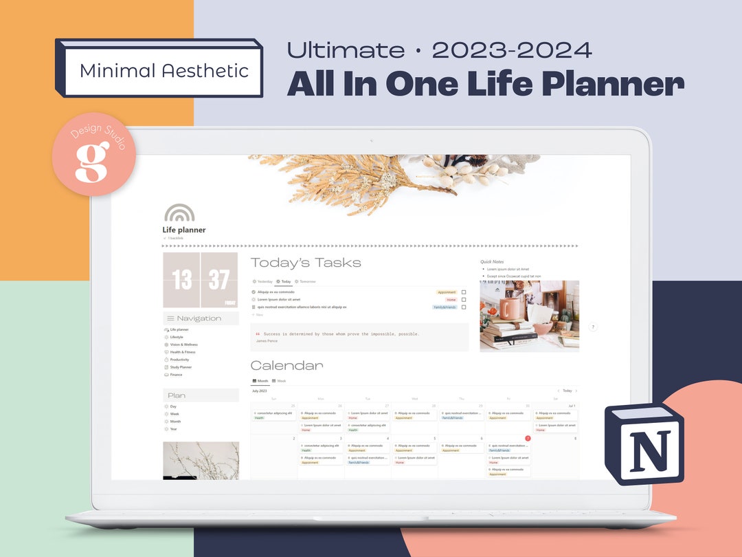 All in One Notion Template Ultimate Life Planner ADHD Minimal Aesthetic ...