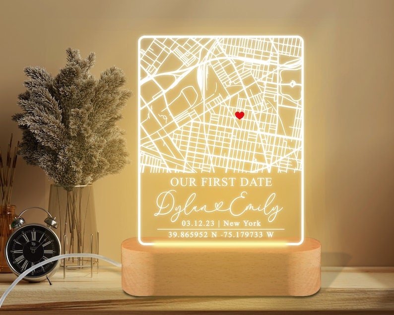  iDIY Beste Freundin Geschenke Led Lampe Personalisiert  Sternenkarte Acrylglas Plakette mit Rahmen Geburtstagsgeschenk für Frauen  Paar Jahrestagsgeschenk