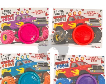 Tarjetas de San Valentín de Monster Truck con plastilina / Juego de 4