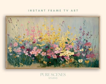 Colorful Wildflowers Floral Samsung Frame TV Art, Vibrant Painting (Digital Download)