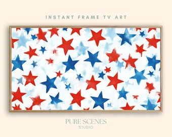4th of July Patriotic Stars Holiday Samsung Frame TV Art, Modern Painting (Digital Download)