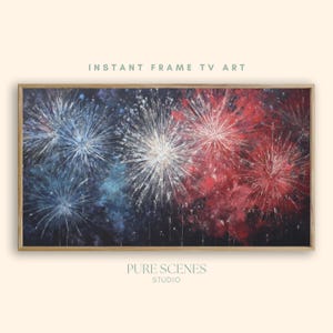 4th of July Frame TV Art Patriotic Fireworks Over Night Sky Independence Day Display for Samsung Frame TV American Decor Digital Download