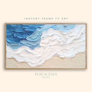 Blue Summer Frame TV Art Abstract Ocean Painting Samsung Frame TV Art Soft Blue Seascape Cool Toned Coastal TV Art Textured Screensaver