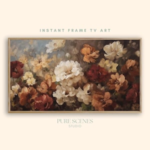 Moody Fall Floral Frame TV Art, Dark Rustic Flower Painting (Digital Download)