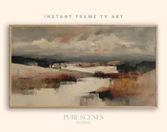 Marsh River Reflection Abstract Landscape Samsung Frame TV Art, Moody Painting (Digital Download)