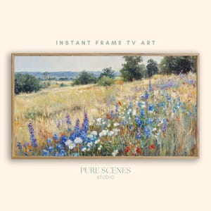 Vintage Wildflower Samsung Frame TV Art Country Spring Landscape Painting Farmhouse Floral Artwork Digital Download for Samsung Frame TV