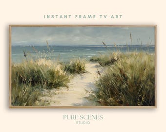 Beach Dune Path Coastal Samsung Frame TV Art, Neutral Painting (Digital Download)