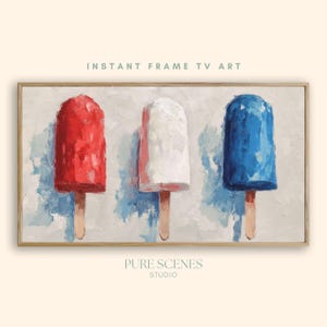 Red White and Blue Popsicle Frame TV Art Colorful Summer Display Samsung Frame TV Art Patriotic Fourth of July Digital Wall Decor Artwork