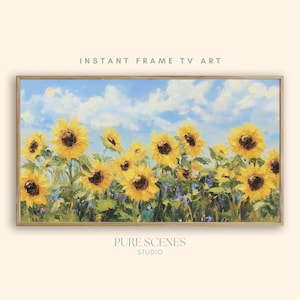 Summer Sunflower Field Floral Samsung Frame TV Art, Vibrant Painting (Digital Download)