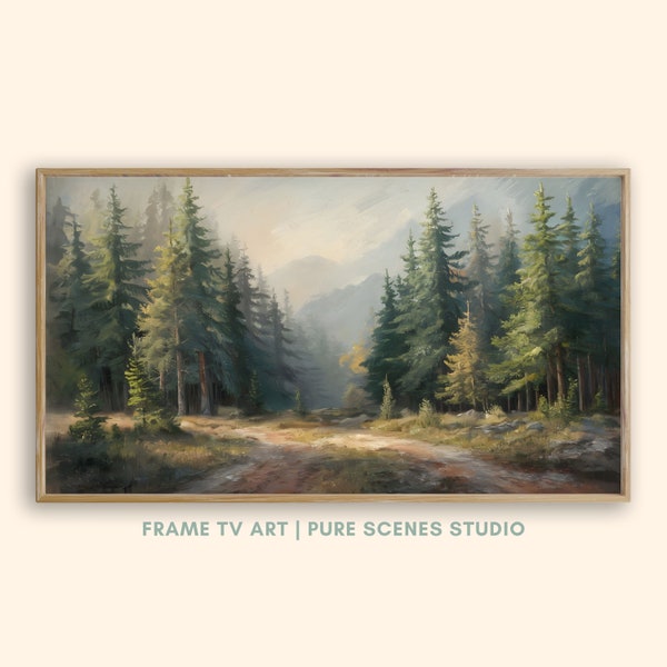 Pine Forest TV Art Spring TV Art, Samsung Frame TV Art, Pine Trees Tv Art Woods Tv Art, Woodland Decor Vintage Woodland Tv Art Spring Art