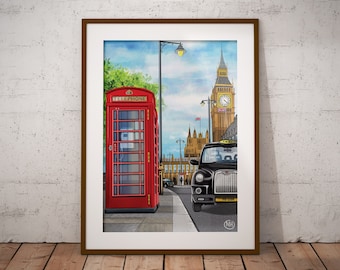 LONDON TOWN  I  Wall Art Print  I  Travel Poster  I  Visit London  I  MH-illustrates