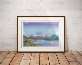 MOUNT COOK  I  Limited Edition Art Print  I  Travel Poster  I  New Zealand Landscape  I  MH-illustrates