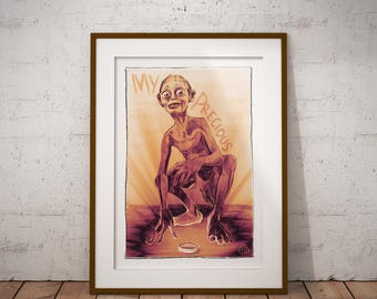 GOLLUM - Movie Art Print - (A3 size)
